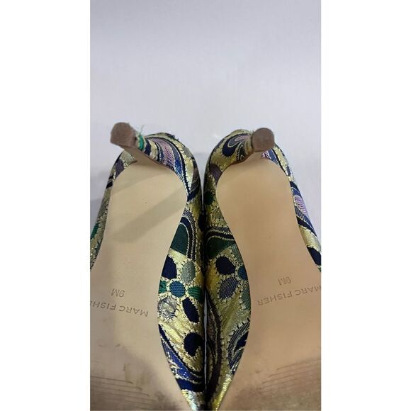 MARC FISHER BEAUTIFUL GOLD SPARKLE STRAPPY HEELS SHOES WOMENS SZ 9 - Picture 11 of 14